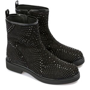 Atalina Women's Black Bling Rhinestone Embellished Tall Ankle Boot Size 7.5